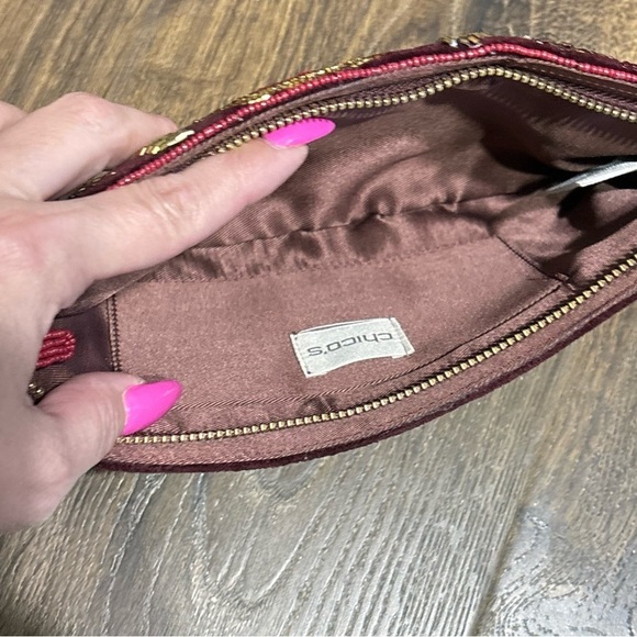 Chico’s New beaded beauty maroon party clutch - Picture 5 of 10